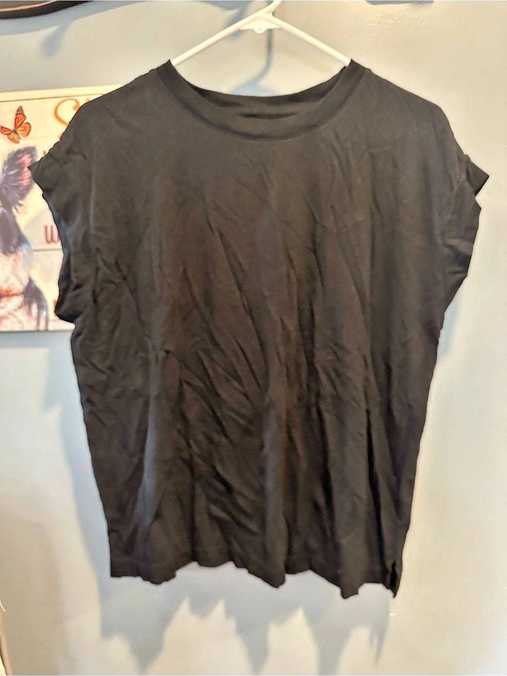 a. new day Black Short Sleeve Top Size Large